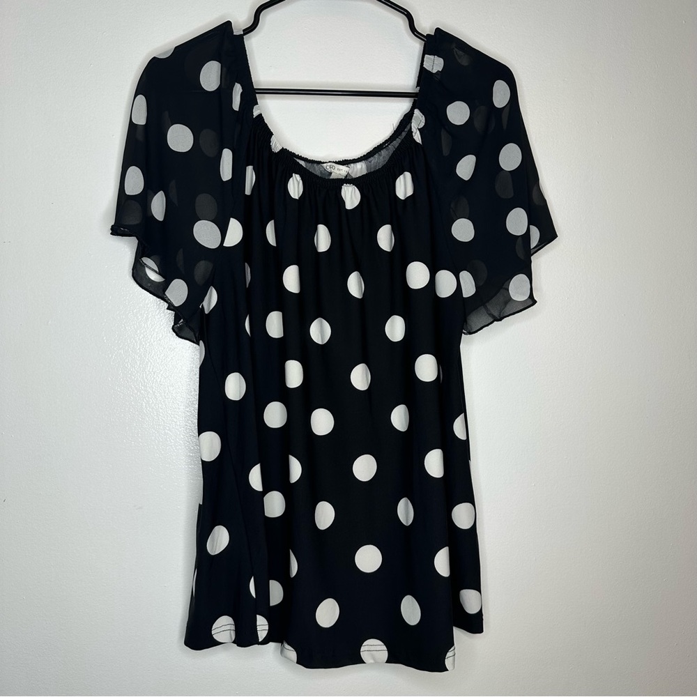 Polka Dot Black and White Women's Top